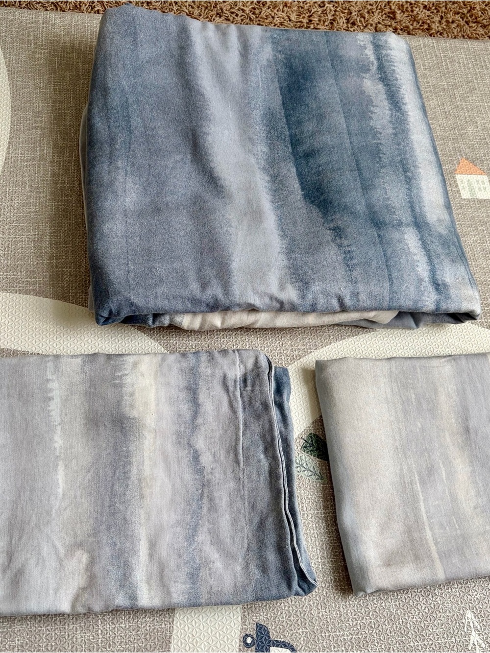 IKEA Duvet Cover Full Queen 2 Pillowcases Blue Beige Stripe